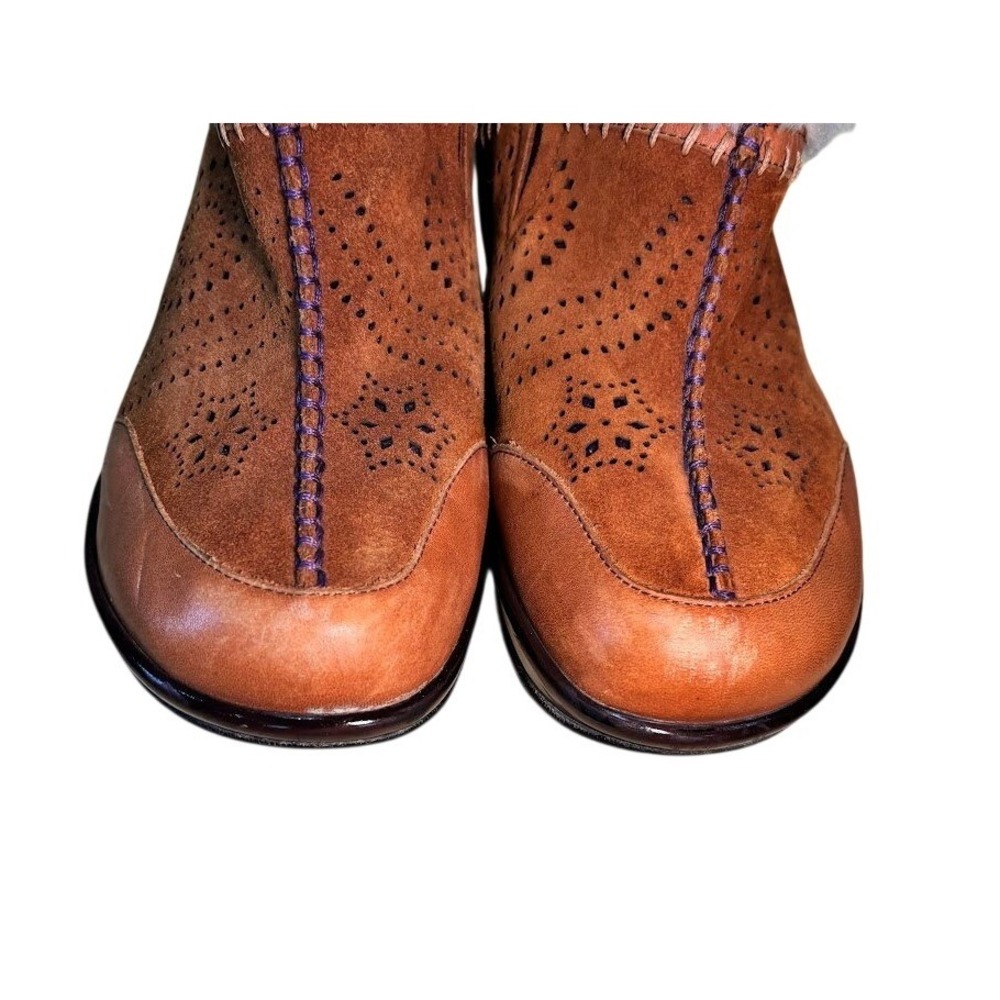 J-41 Capri Clog Wedge Women 9 Brown Leather Suede Faux Fur Boho Western Comfort - Picture 7 of 8